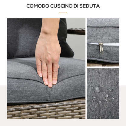 Adirondack Garden Chair with Armrests and Cushions, Rattan and Steel Chair for Indoors and Outdoors, 64x80x90 cm, Dark Gray