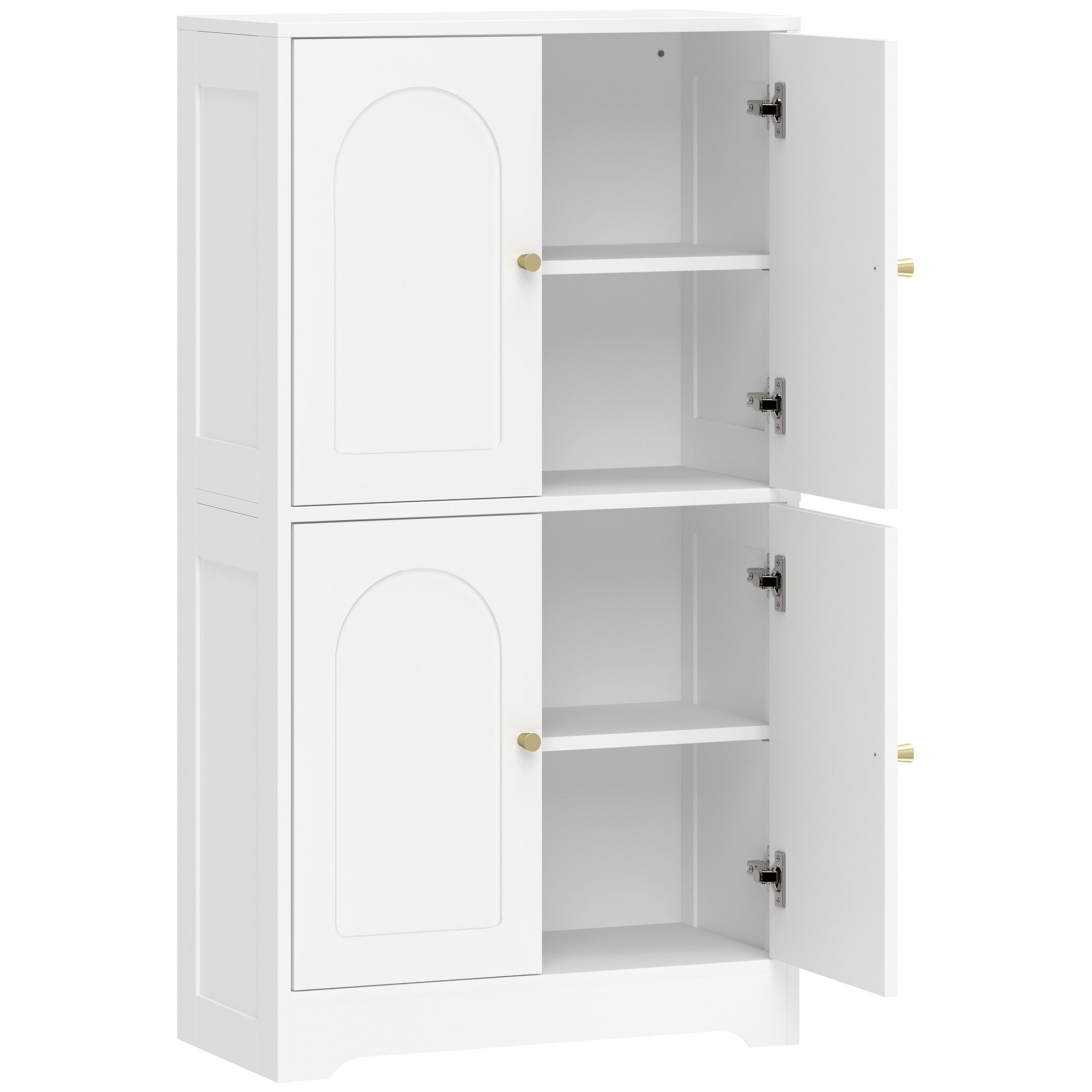 Kitchen Cabinet, Tall Cupboard with 2 Adjustable Shelves, 4 Arched Doors, White — 23.6 in x 11.8 in x 43.3 in (60 x 30 x 110 cm)