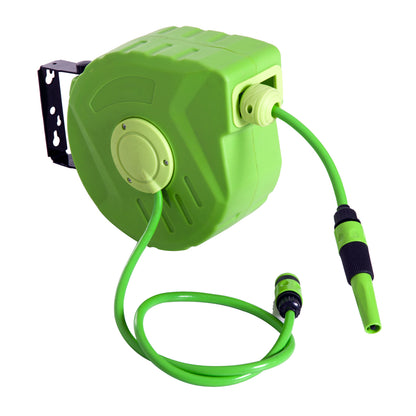Hose Reel 10+1m Hose Reel Automatic Swivel Air Pressure Garden 180° Swivel Air Hose Green