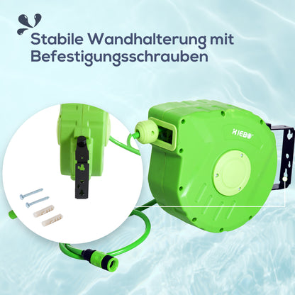Hose Reel 10+1m Hose Reel Automatic Swivel Air Pressure Garden 180° Swivel Air Hose Green