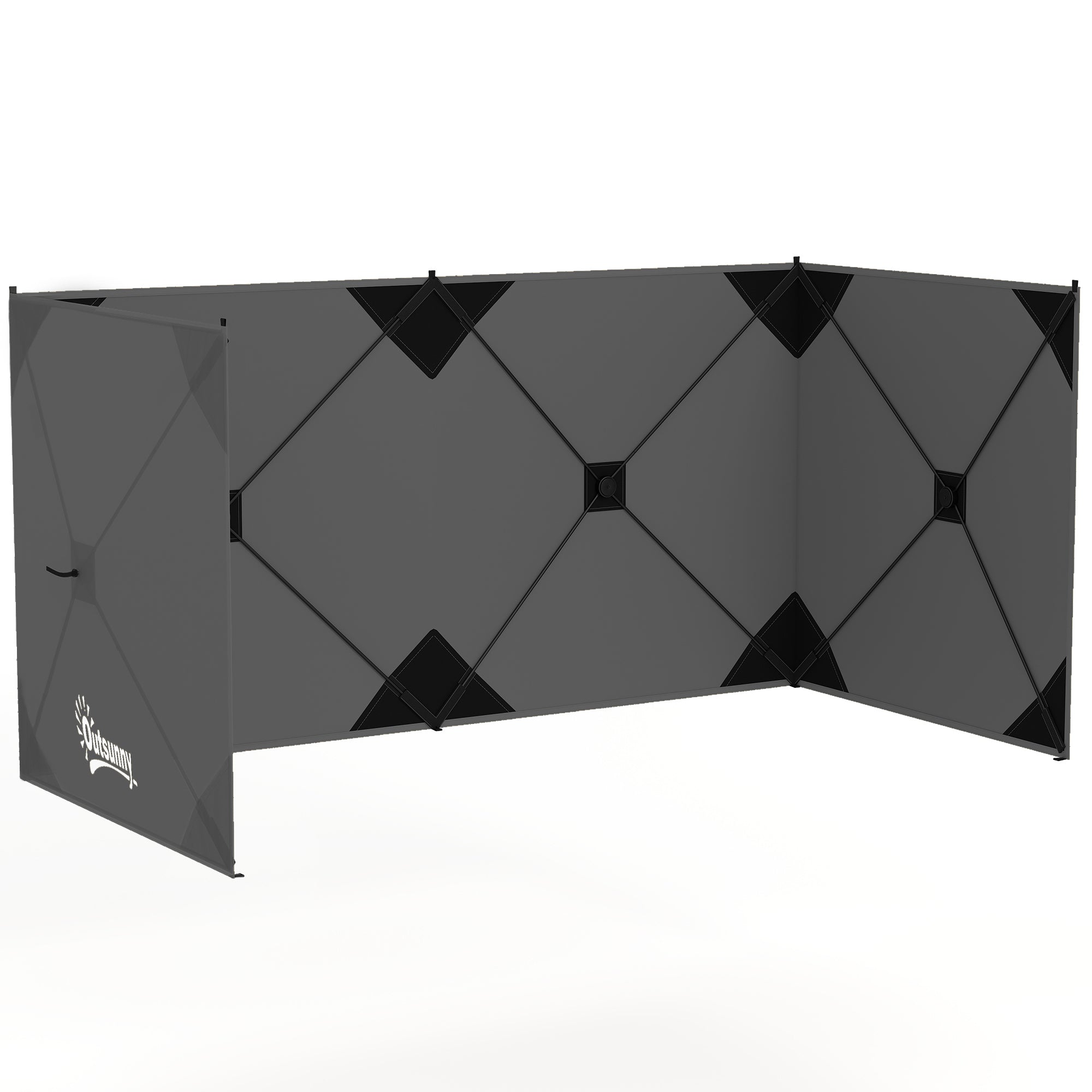 Foldable Windbreak – Camping Privacy Screen with Guy Ropes, Ground Pegs & Carry Bag, 480 x 120 cm (15 ft 9 in x 3 ft 11 in), Dark Gray