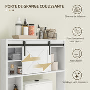 Over Toilet Storage Cabinet Bathroom Toilet Storage Cabinet with Sliding Door, Compartments, and Adjustable Shelf, White