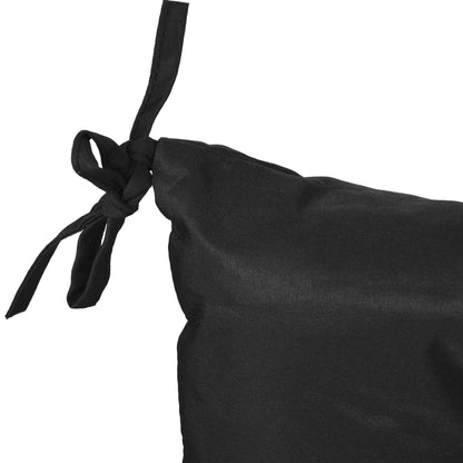 Set of 2 Chair Cushions Garden Bench Mattresses with Backrest 6 Fixing Cords 50x98x8 cm Black