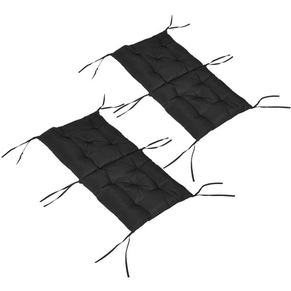 Set of 2 Chair Cushions Garden Bench Mattresses with Backrest 6 Fixing Cords 50x98x8 cm Black