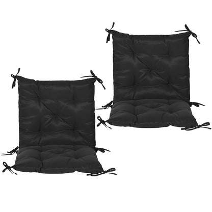 Set of 2 Chair Cushions Garden Bench Mattresses with Backrest 6 Fixing Cords 50x98x8 cm Black
