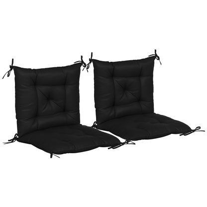 Set of 2 Chair Cushions Garden Bench Mattresses with Backrest 6 Fixing Cords 50x98x8 cm Black