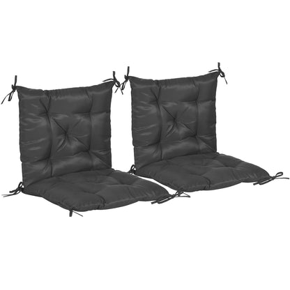 Set of 2 Chair Cushions Garden Bench Mattresses with Backrest 6 Fixing Cords 50x98x8 cm Black
