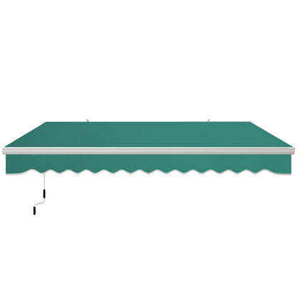 Manual Retractable Awning 395x245 cm Balcony Awning with Waterproof and Anti-UV Metal Crank Outdoor Roll-up Awning for Garden Terrace Windows Green