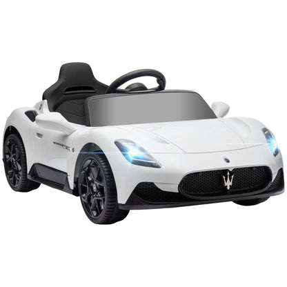 Licensed Maserati MC20 Electric Kids Car 12V with 2.4G Remote Control, Smooth Start, LED Lights, Music and Horn, Spring Suspension, 3-6 Years, White