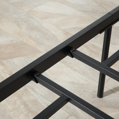 Single Bed Frame in Wood and Steel 97x 208x103cm, Integrated Slats, Industrial Style Headboard and Footboard, Black and Rustic Brown