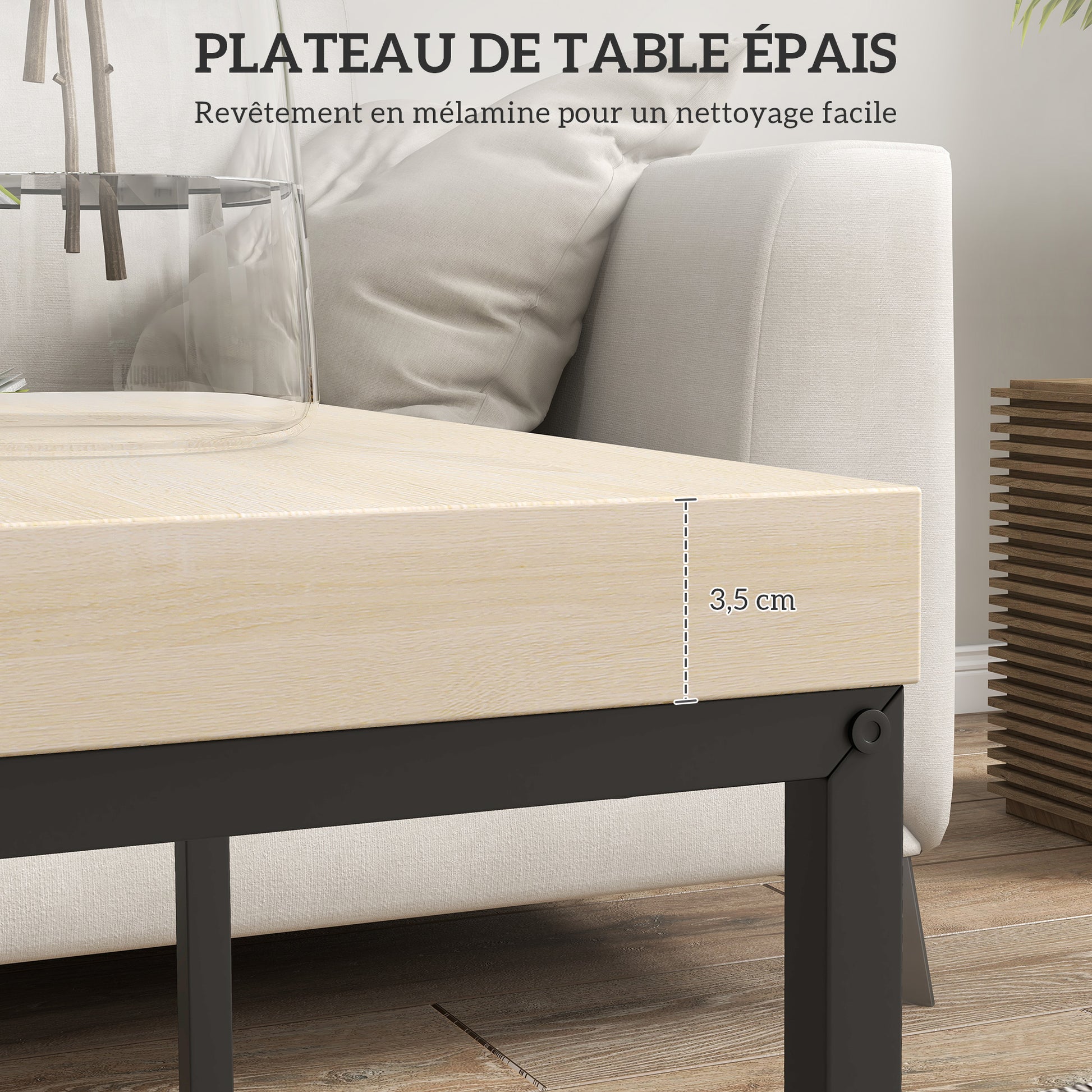 Set of 2 Nesting Side Tables Coffee Tables Square Living Room Tables Steel Frame and Light Wood Grain Tabletops