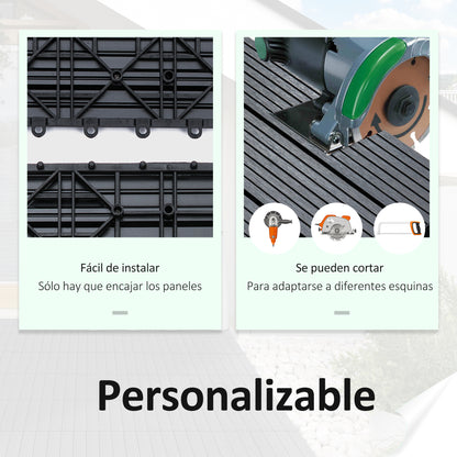 11-Piece Set Exterior Tiles 30x30 cm 1 sqm Outdoor Garden Flooring Non-Slip and Weather Resistant Easy Installation for Garden Terrace Balcony Gray