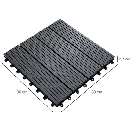 11-Piece Set Exterior Tiles 30x30 cm 1 sqm Outdoor Garden Flooring Non-Slip and Weather Resistant Easy Installation for Garden Terrace Balcony Gray