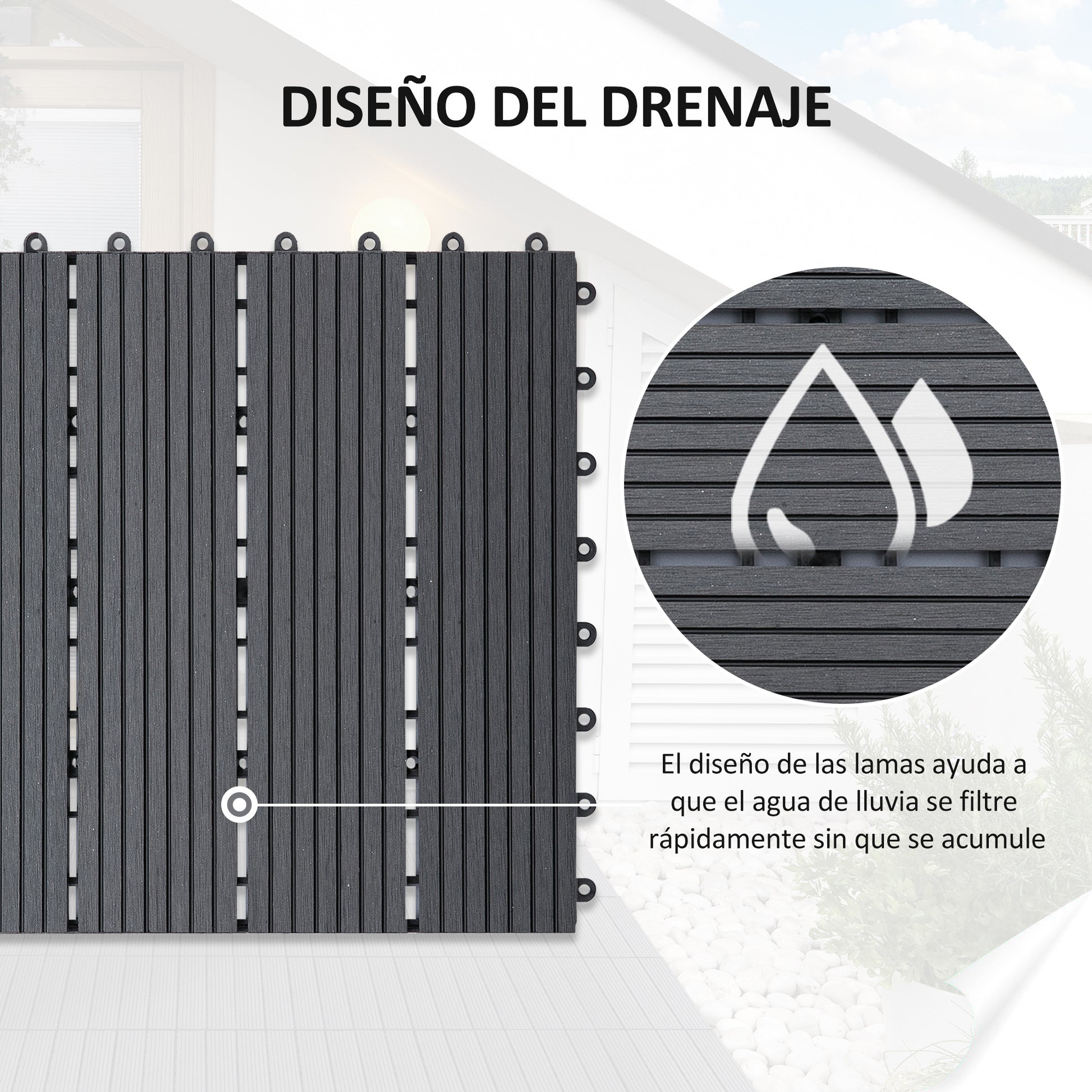 11-Piece Set Exterior Tiles 30x30 cm 1 sqm Outdoor Garden Flooring Non-Slip and Weather Resistant Easy Installation for Garden Terrace Balcony Gray