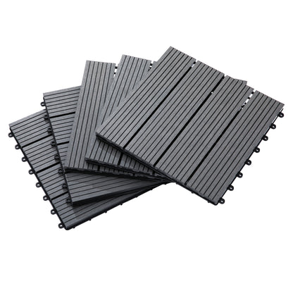 11-Piece Set Exterior Tiles 30x30 cm 1 sqm Outdoor Garden Flooring Non-Slip and Weather Resistant Easy Installation for Garden Terrace Balcony Gray