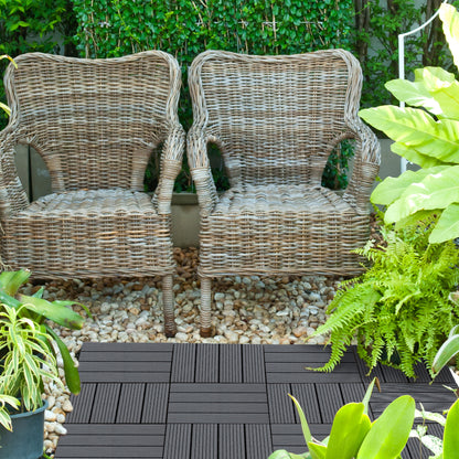 11-Piece Set Exterior Tiles 30x30 cm 1 sqm Outdoor Garden Flooring Non-Slip and Weather Resistant Easy Installation for Garden Terrace Balcony Gray