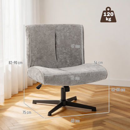 Swivel Lounge Chair, Velvet-Look Height-Adjustable Accent Chair with Steel Cross Base, Padded Reading Chair for Living Room & Bedroom, Gray