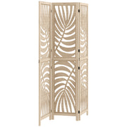 3-Panel Folding Room Divider 120x170 cm with Tropical Palm Leaf Print Room Divider for Living Room Bedroom Office Natural