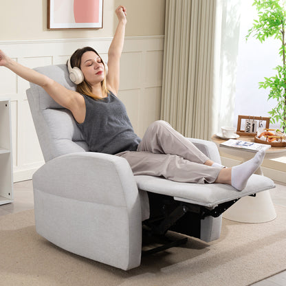 Recliner Chair, TV Chair with Reclining Function, Padded TV Chair with Footrest, Linen-Look Lounge Chair for Living Room, Bedroom up to 150 kg, Light Grey