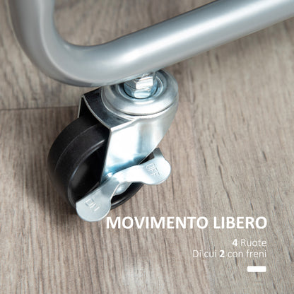 2-Tier Serving Trolley with Handles and Swivel Wheels, Metal Storage Trolley for Kitchen Living Room, 63x40.4x83.5cm, Black