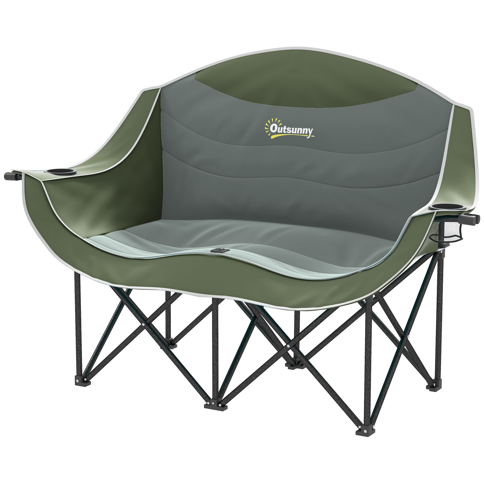 2-Person Folding Camping Chair with Cup Holders and Carry Bag — Padded Double Seat, Lightweight, Heavy-Duty up to 250 kg