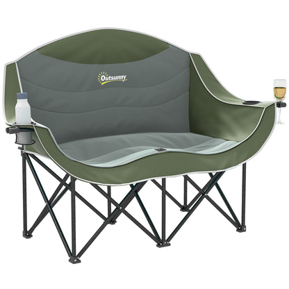 2-Person Folding Camping Chair with Cup Holders and Carry Bag — Padded Double Seat, Lightweight, Heavy-Duty up to 250 kg