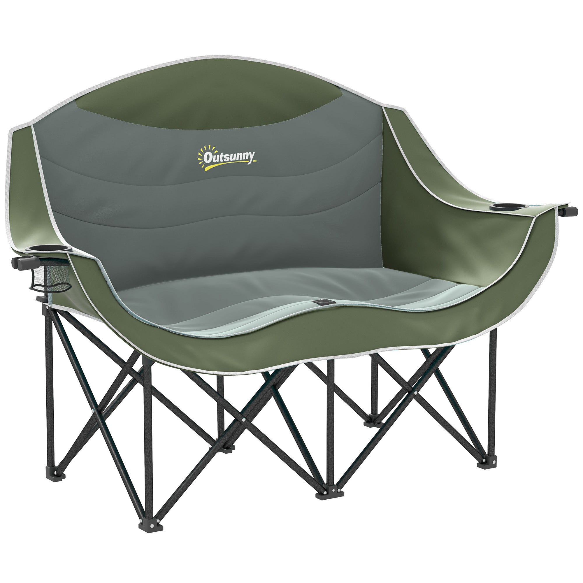 2-Person Folding Camping Chair with Cup Holders and Carry Bag — Padded Double Seat, Lightweight, Heavy-Duty up to 250 kg