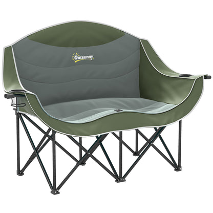 2-Person Folding Camping Chair with Cup Holders and Carry Bag — Padded Double Seat, Lightweight, Heavy-Duty up to 250 kg