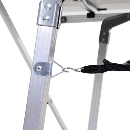 Picnic Folding Table, Foldable Camping Table with Adjustable Height, Includes Carrying Bag, Aluminum, Silver, 120 x 69 x 59-78 cm