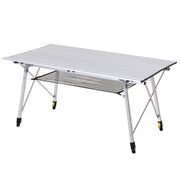 Picnic Folding Table, Foldable Camping Table with Adjustable Height, Includes Carrying Bag, Aluminum, Silver, 120 x 69 x 59-78 cm