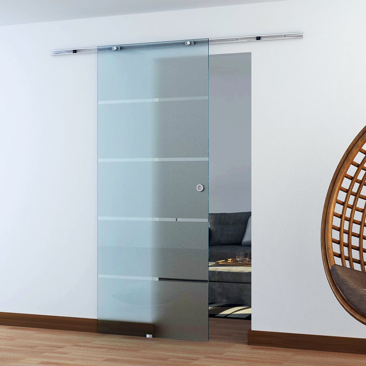 Glass Sliding Door Frosted Sliding Door Glass Door Room Divider 900 x 2050 mm