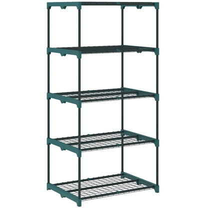 5-Tier Steel Plant Stand – Indoor/Outdoor, Dark Green, 26.4×19.3×54.3 in