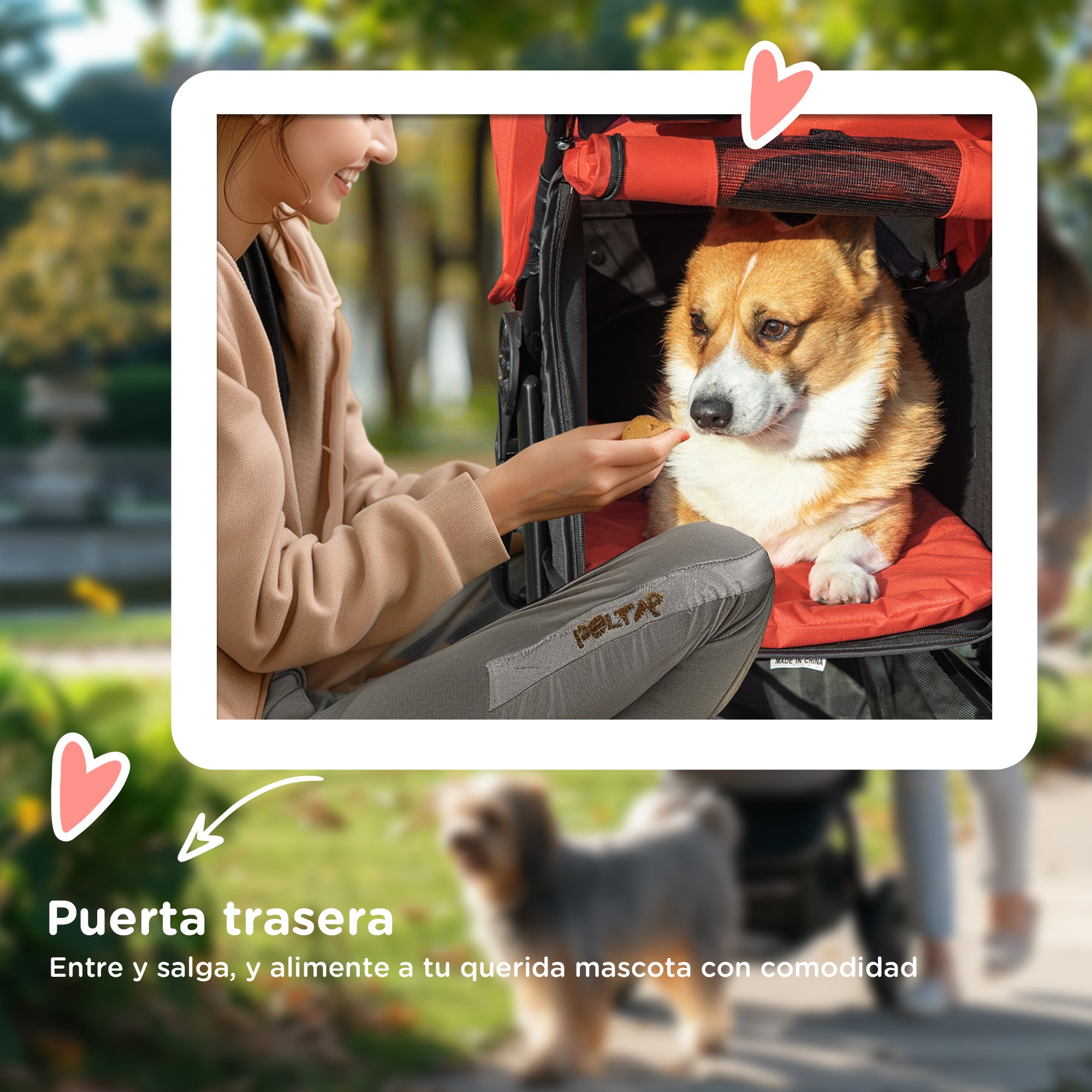 Foldable Dog Stroller Pet Stroller for Small Dogs with 3 Wheels Mesh Windows Basket and Safety Straps Load 25 kg 109.5x57.5x106.5 cm Red