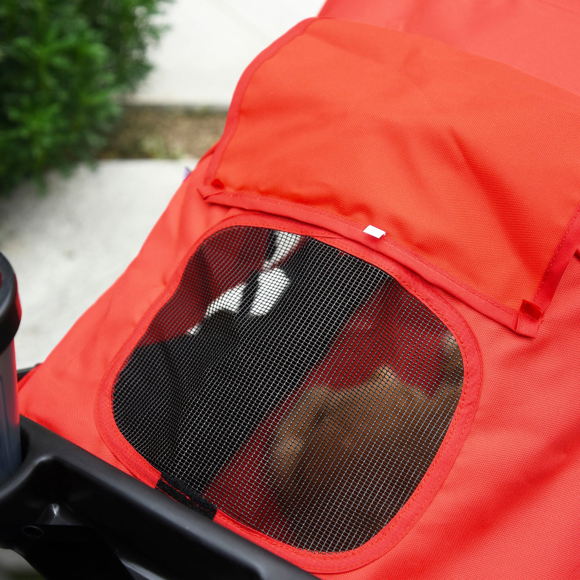 Foldable Dog Stroller Pet Stroller for Small Dogs with 3 Wheels Mesh Windows Basket and Safety Straps Load 25 kg 109.5x57.5x106.5 cm Red