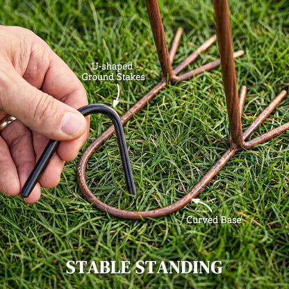 Flamingo Garden Statues Set of 2 — Metal Floral-Feather Birds with U-Stakes, Lawn & Pond Decorations, Red