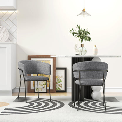 Set of 2 Dining Chairs Kitchen Chair with Steel Legs, Padded Seat, for Dining Room, Living Room, Kitchen, dim. 57L x 53W x 73H cm Grey