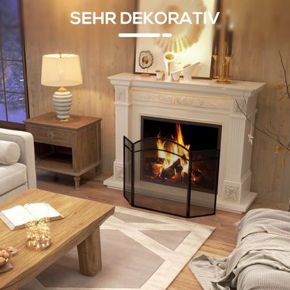 Fireplace Screen, Folding Spark Guard with 3 Panels, Hearth Safety Screen for Living Room, Metal, 96 x 60 cm, Black