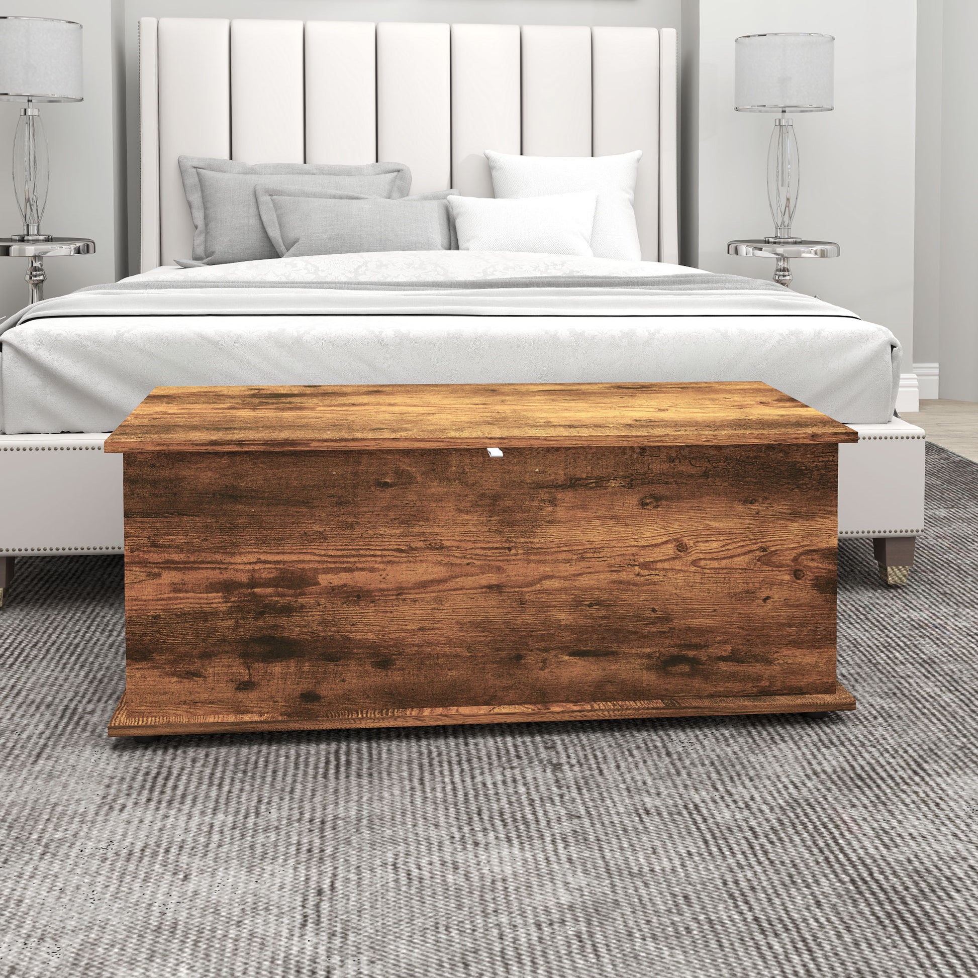Storage Bench, Indoor Box with Non-slip Feet, 120 kg Capacity, Wooden Interior Storage Chest, for Bedroom and Entryway, 100x40x40 cm, Rustic Brown
