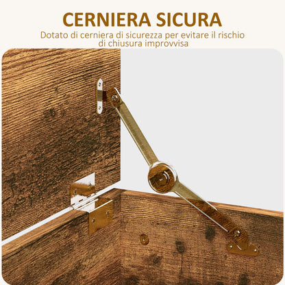 Storage Bench, Indoor Box with Non-slip Feet, 120 kg Capacity, Wooden Interior Storage Chest, for Bedroom and Entryway, 100x40x40 cm, Rustic Brown