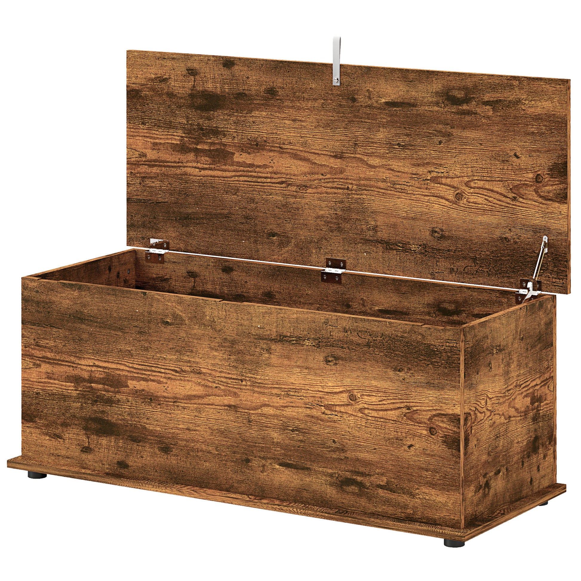 Storage Bench, Indoor Box with Non-slip Feet, 120 kg Capacity, Wooden Interior Storage Chest, for Bedroom and Entryway, 100x40x40 cm, Rustic Brown