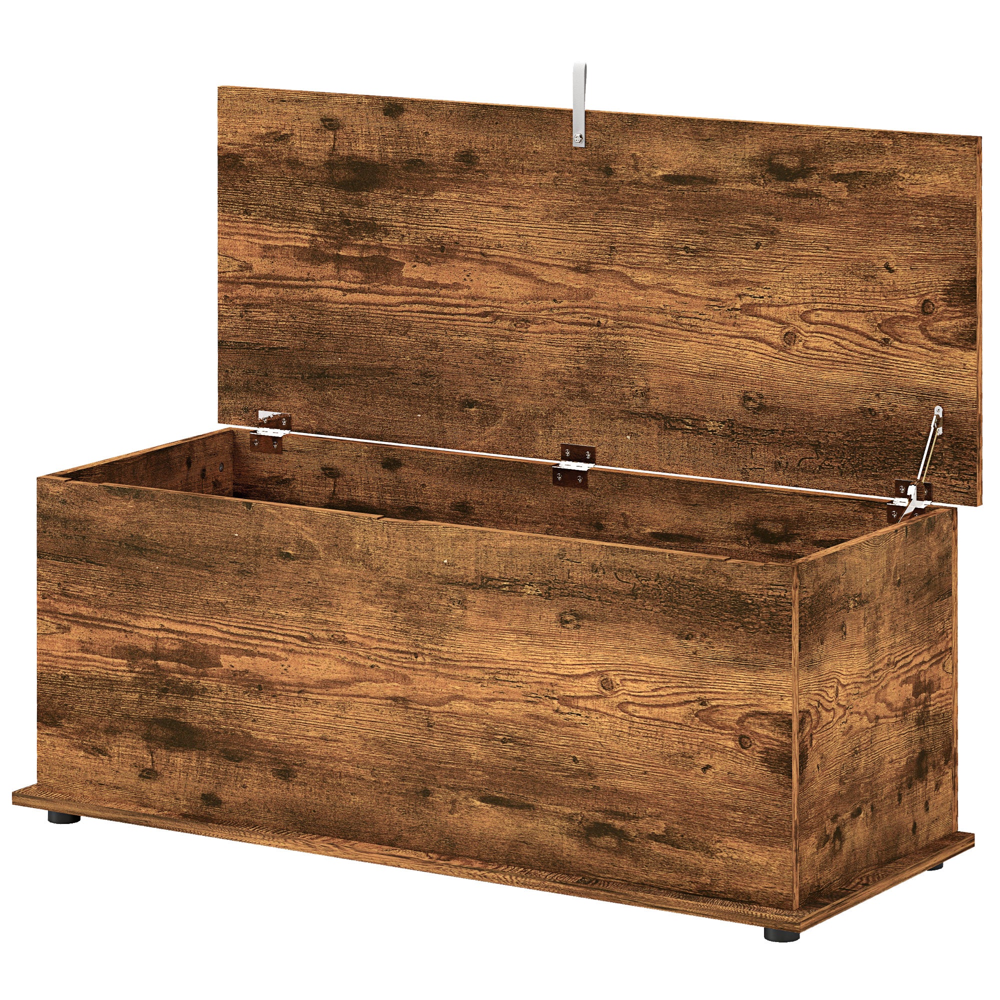 Storage Bench, Indoor Box with Non-slip Feet, 120 kg Capacity, Wooden Interior Storage Chest, for Bedroom and Entryway, 100x40x40 cm, Rustic Brown