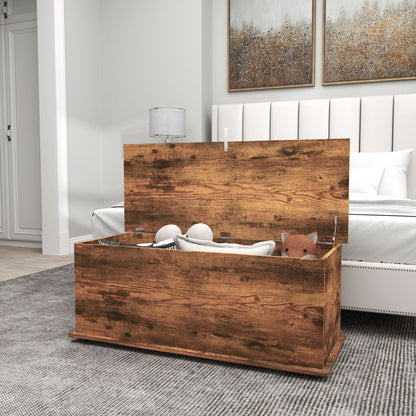 Storage Bench, Indoor Box with Non-slip Feet, 120 kg Capacity, Wooden Interior Storage Chest, for Bedroom and Entryway, 100x40x40 cm, Rustic Brown
