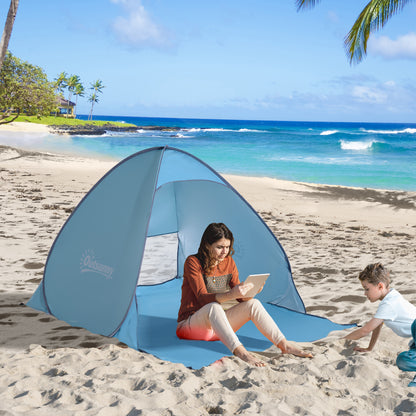 Beach Shelter Pop Up Automatic Beach Tent with Window UV Protection Portable Popup Tent, Beach Tent Windbreak Sunshade for 2-3 people Compact Size