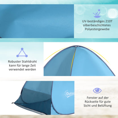 Beach Shelter Pop Up Automatic Beach Tent with Window UV Protection Portable Popup Tent, Beach Tent Windbreak Sunshade for 2-3 people Compact Size