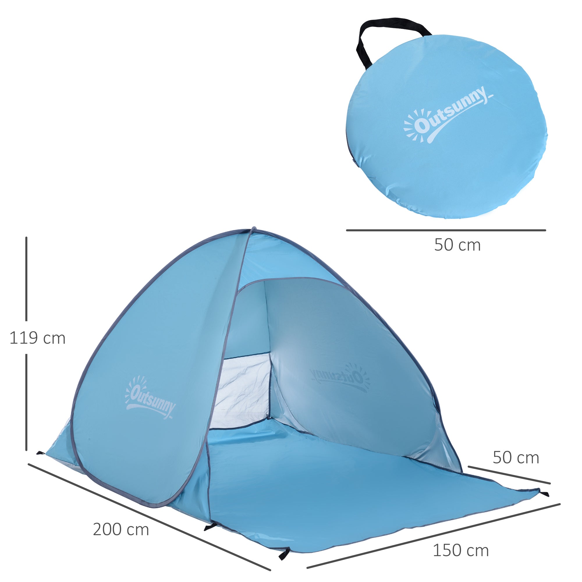 Beach Shelter Pop Up Automatic Beach Tent with Window UV Protection Portable Popup Tent, Beach Tent Windbreak Sunshade for 2-3 people Compact Size