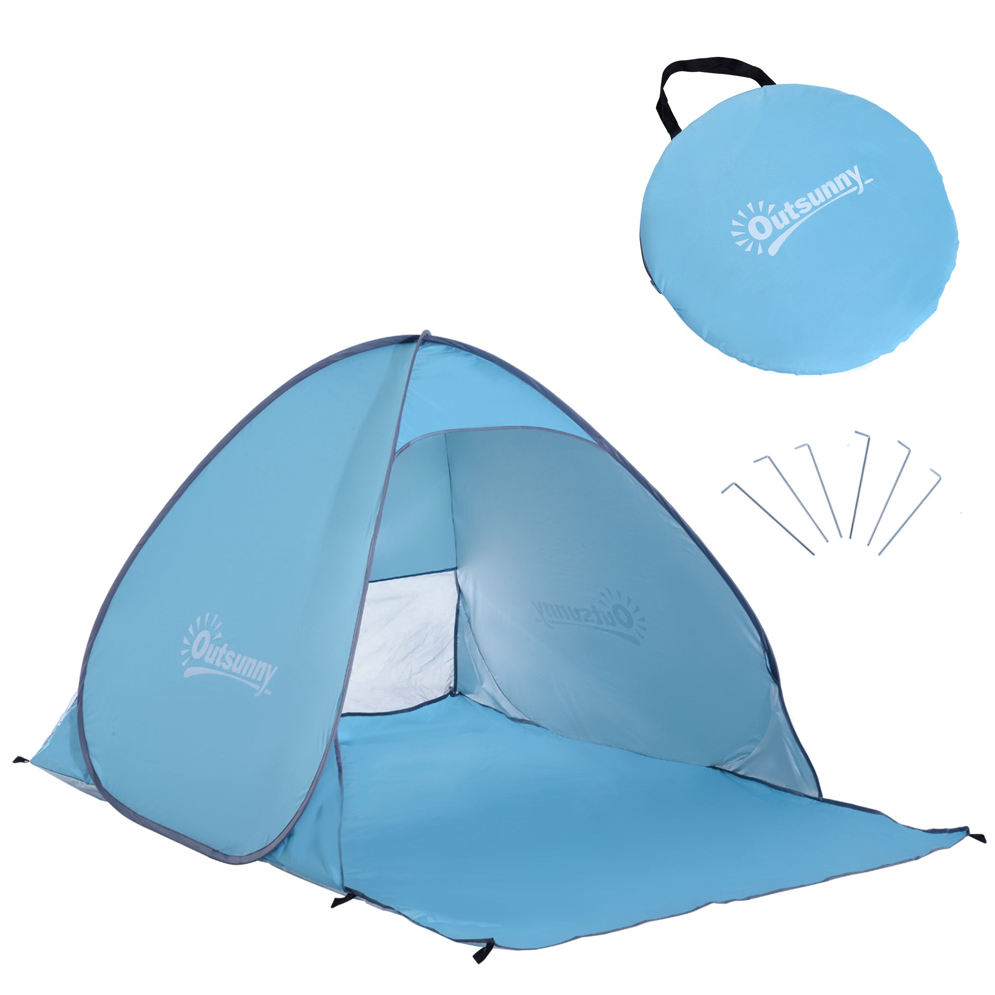 Beach Shelter Pop Up Automatic Beach Tent with Window UV Protection Portable Popup Tent, Beach Tent Windbreak Sunshade for 2-3 people Compact Size