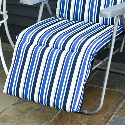 2-Piece Sun Lounger Set with Cushion Foldable Sunbed 5-Position Adjustable Backrest Garden Lounger Garden Furniture Set Steel Polyester Blue 60 x 75 x 65-102 cm