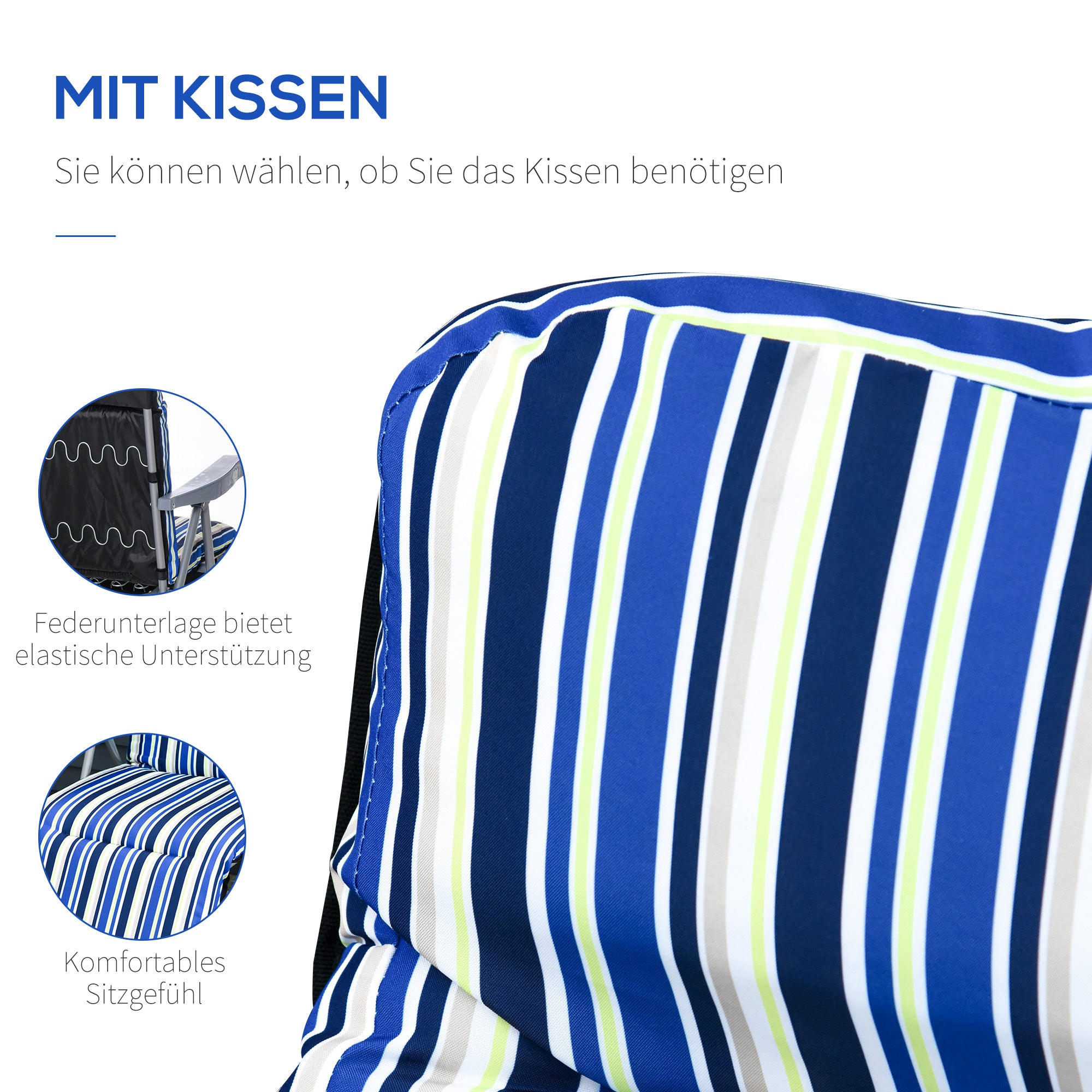 2-Piece Sun Lounger Set with Cushion Foldable Sunbed 5-Position Adjustable Backrest Garden Lounger Garden Furniture Set Steel Polyester Blue 60 x 75 x 65-102 cm
