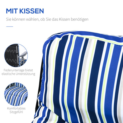 2-Piece Sun Lounger Set with Cushion Foldable Sunbed 5-Position Adjustable Backrest Garden Lounger Garden Furniture Set Steel Polyester Blue 60 x 75 x 65-102 cm