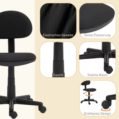 Office Chair Ergonomic Desk Chair, Height Adjustable Swivel Chair made of Elastic Fabric Computer Chair for Study Room Black